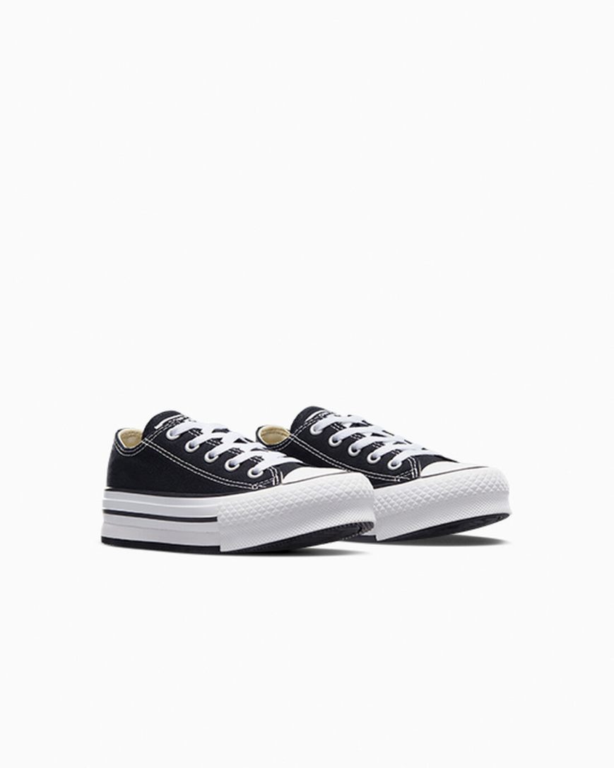 Pantofi Platforma Fete Converse Chuck Taylor All Star Lift Low Top Negrii Albi Negrii | RO WU13TR715